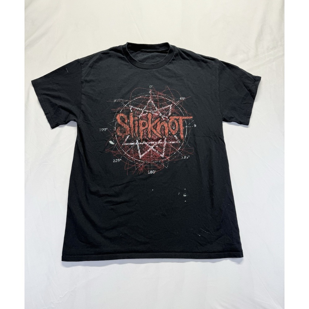 Vtg Slipknot 360 degree pentagram T-Shirt graphic‎ Black size XL Double Sided